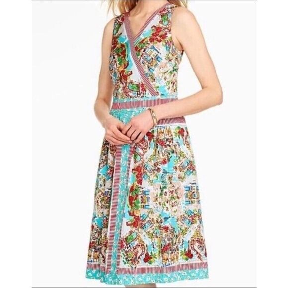 Talbots A-Line Italy Bistro Scenic Cotton Dress sz 4 - Picture 2 of 15